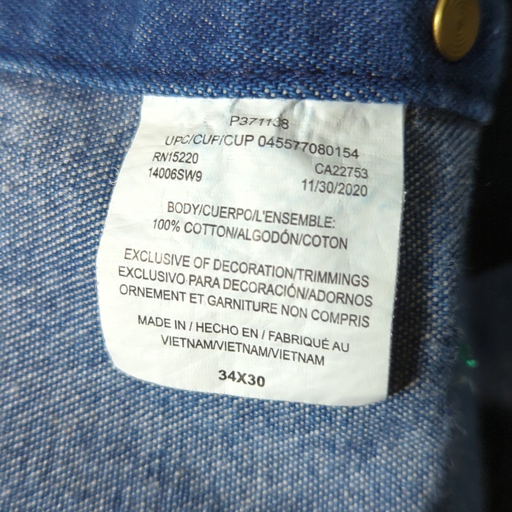 Liberty Denim Bib Overalls Mens 34x30 Blue Green Zip Pocket Workwear Utility - Picture 6 of 9
